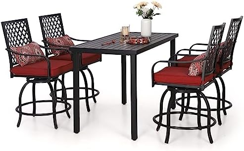 Sophia & William Patio Bar Set 5 Piece Outdoor Dining Set, 4 Swiv...