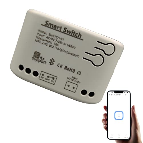 Newgoal 1 canal AC/DC7-32V interruptor inteligente momentáneo/enganche WiFi relé, eWeLink APP interruptor de control Bluetooth, hogar inteligente DIY, compatible con Alexa Google Home