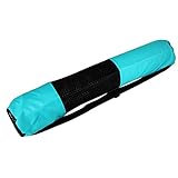 YogaAccessories Large Nylon Zippered Yoga Mat Bag - Aqua Green