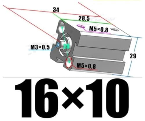 Vérin pneumatique compact SDA 16mm double effet avec piston magnétique