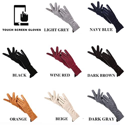 Guantes de Invierno cálidos para Pantalla táctil para Mujer Guantes Largos de Ante de Cuero