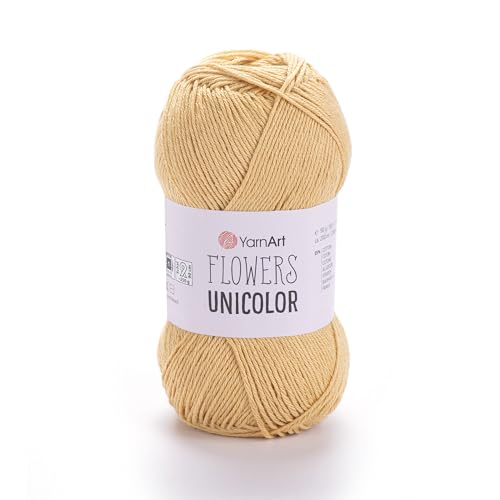 YarnArt Flowers Unicolor – 55% Cotton, 45% Acrylic – Fingering Weight Yarn – 50g (1.76 oz), 218 yds – Ideal for Knitting & Crochet – Soft, Solid Color Skein for Summer Projects (1, 732)