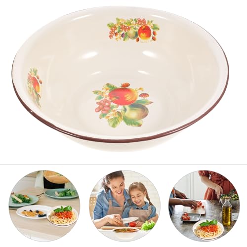 Tazón esmaltado vintage beige 28 cm diámetro para cocina miniatura 7