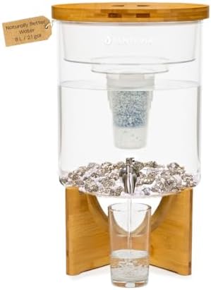 Santevia Glass Water Filtration System – Countertop Filter for Fluoride & Chlorine Removal | Adds Minerals, Balances pH | Home Water Purifier | Fluoride Filter | Alkaline