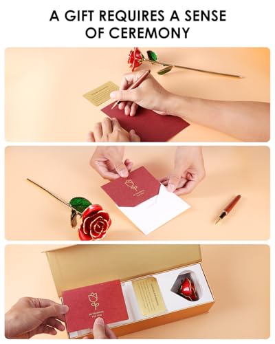 Image of 24K Gold Dipped Preserved Real Rose, Deluxe Keepsake, Red