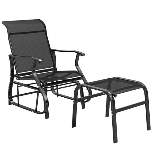 Outsunny Outdoor Glider Chair with Ottoman, Patio Glider Set...