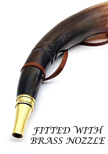 5Moonsun5 Viking Blowing Ox-Horn Battle Trumpet Whistle Medieval Bull Buffalo Sounding Horn With Brass Ring Viking Norse Cattle Ancient Horn Bugle Bugle Blowing Horn Hunting Tool Resonating Sound #TOP5