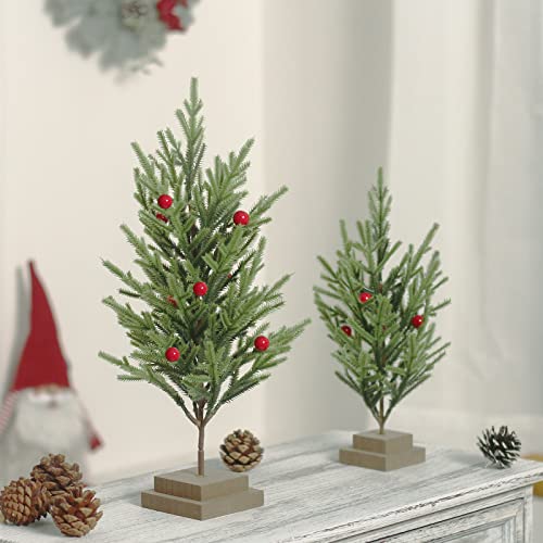 Super-Holiday-2PCS-Small-Artificial-Christmas-Tree-Tabletop-Little-Mini-Xmas-Tree-Decorations-for-Home-Centerpiece-Party-Decor-Indoor Super Holiday 2PCS Small Artificial Christmas Tree Tabletop Little Mini Xmas Tree Decorations for Home Centerpiece Party Decor Indoor