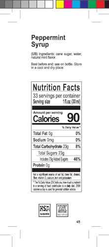 Image of 1883 Peppermint Syrup with Pump - Premium Flavoring Syrup for Coffee, Lattes, Hot Chocolate, Cocktails & Holiday Drinks - 1L (33.8 fl oz) Bottle
