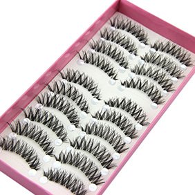 Bluelans Fashion 10 Pairs Natural Black Long Cross Thick False Eyelashes Party Eye Makeup