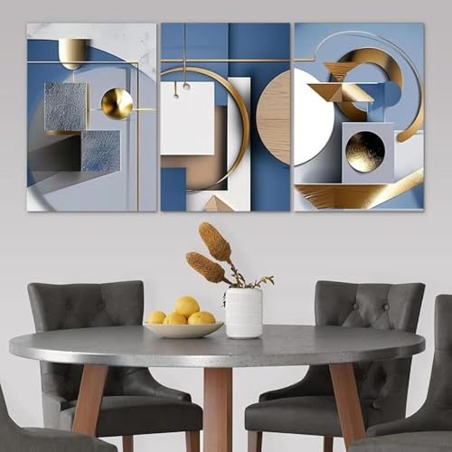 Œuvres d'art 60 x 90 cm x 3 sans cadre triptyque géométrique moderne
