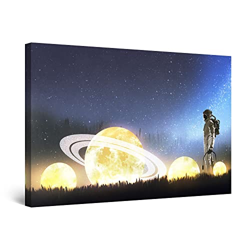 Startonight キャンバス ウォール アート 装飾 充電惑星プリント 寝室用 60 x 90 CM