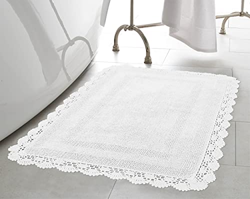 Laura Ashley Absorbent Bath Mat Reversible Crochet...