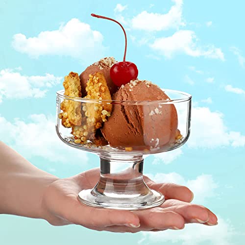 Image of MARTVIA 300ML Ice Cream Glasses Cups Dishes for Desserts, Milkshake,Fruit and Pudding Glass Serving Bowls, Perfect for Home, Restaurants and Parties Dishwasher Safe (Crystal Cups - A, Set of 6)