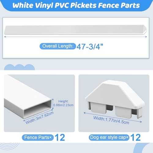 image for Maasechs 12 Pack Vinyl PVC Fence Panel with Post Caps 7/8