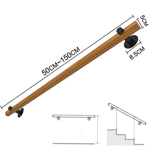 Garde-corps escalier rond bois 150 cm avec ses supports muraux - 3