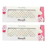 Viviraa Round Colorful Bindi Forehead Stickers for Women & Girls (Pack of 2) | Adhesive Body Jewelry with Small White Diamond-Cut Stones | Indian Daily Wear & Wedding Makeup Accessory