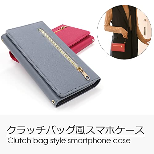 LOOF SHOULDER Series iPhone 14 iPhone14 用 アイフォン ケース 手帳型 ショルダー ストラップ カバー スマホケース スマホショルダー カード収納 落下防止 首掛け 肩掛け 斜め掛け マグネット メンズ レディース (ブラック)