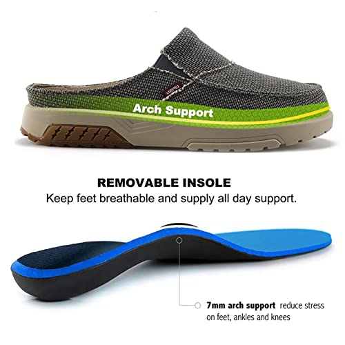 UPIShi Men's Arch Support Orthopedic Plantar Fasciitis Relief Slippers Canvas House Indoor Outdoor Slip On Loafers Non-Slip Casual Shoes3