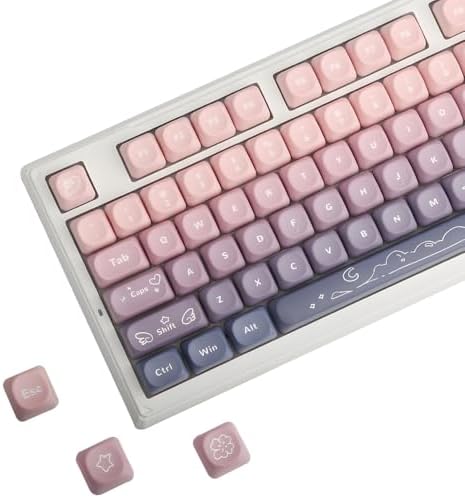 PBT Keycaps MOA Profile Sakura Sweetheart Theme PBT Dye-Sub Keycaps, Custom Keycap Set for Cherry MX Switches Mechanical Keyboards