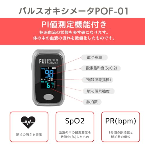 富士メディカルサービス パルスオキシメーター PI値付き POF-01 の商品画像 1