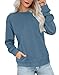 RUMIA Crewneck Fall Sweatshirts for Women Trendy- Women's Plain Long Sleeve Pullover Tops with Pockets Fashion Dustyblue