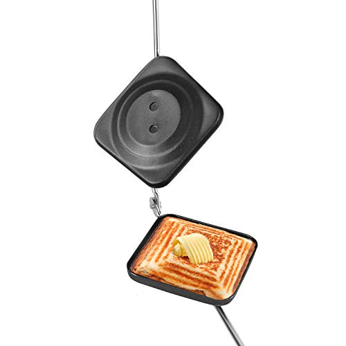 Cello Non-Stick Aluminium Sandwich Gas Toaster | Compatibility with Gas Stoves | Flame-Proof Design | Heat-Resistant Handle | Sandwich Maker | Sandwich Toaster | Black view 2