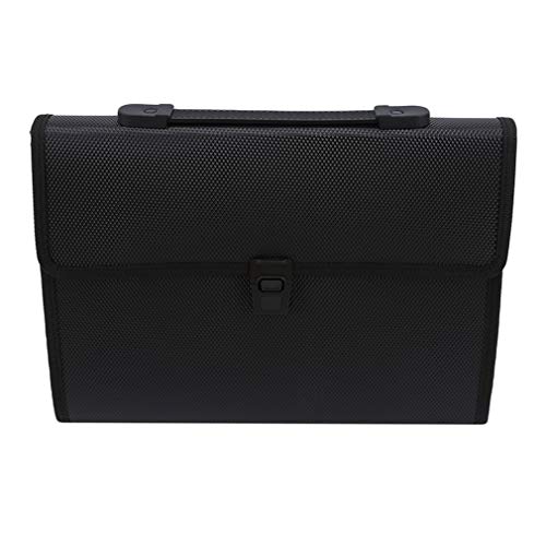Pinhan - Bolsa de almacenamiento profesional multifuncional portátil para documentos de múltiples capas, para oficina, plástico, negro, As Desciption