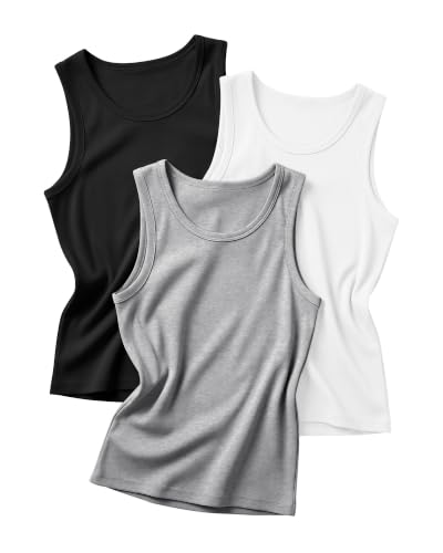 Image of Yooo's Vivi 3 Pack Toddler Boys Tank Tops | Toddler Boys Undershirts, 18M-5T, Sleeveless Muscle Shirt, Kids Athletic Tops, Crewneck, Summer, Loose, Basic, Sport, Play
