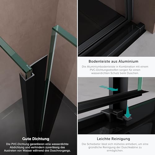 Mampara de ducha corredera doporro 140x195 cm para baños modernos 6