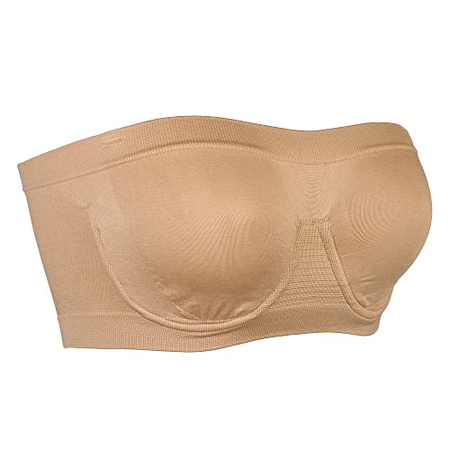 Image of Non Padded Wire with Stretchy No Strap Bra(2XL, Beige)