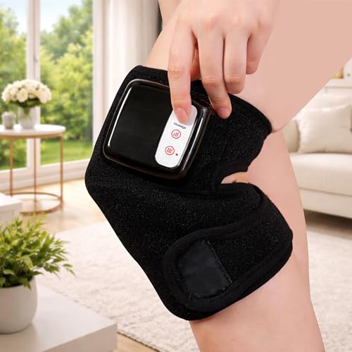 Masajeador de rodillas con calor, vibración, piedras de jade y carbón de bambú | Masajeador calentado para rodillas con jade y carbón de bambú, 3 modos de vibración, diseño portátil y wearable con controles LED miniatura 2