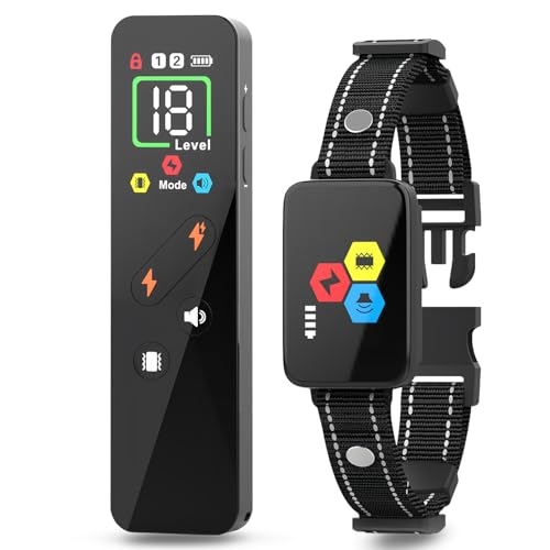 Dog Shock Collar with LCD Remote Control Have Beep/Vibration/Secure E-Shock Modes 3300 FT Rechargeable IP67 Waterproof Dog Training Collar for All Dogs