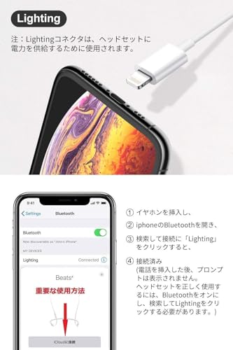ライトニング lightning 有線イヤホン、iPhone14/14Plus/13/12/11/SE/X/XS/XR/XS Max/8/8P/7/7P/iPad/iPod対応マイク付き通話対応、音量調整可能、重低音 コンパクト設計