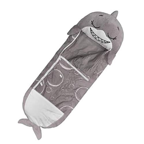 LUOP Kids Sleeping Bag Super Soft Plush Sleeping Bags,Portable Hooded Tail Blanket for Toddler Kids Teens Boys Girls (140X50CM),Gray