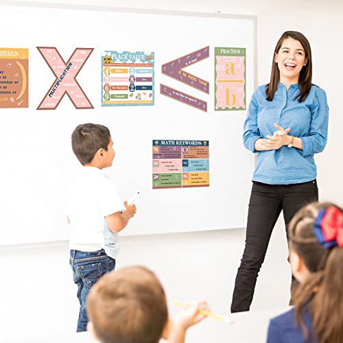 Image of Geyoga 15 Pcs Boho Math Posters for Classroom, Symbols Keywords