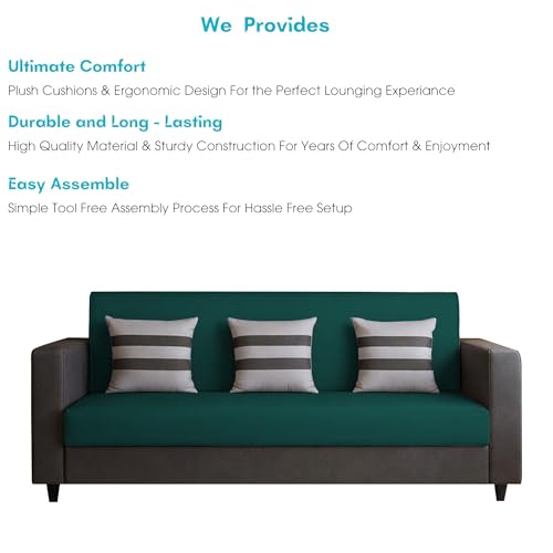 Image of Casaliving Amara 3 Seater Sofa Set for Living Room (Black Pine Colour Fabric) Premium Fabric Sofa