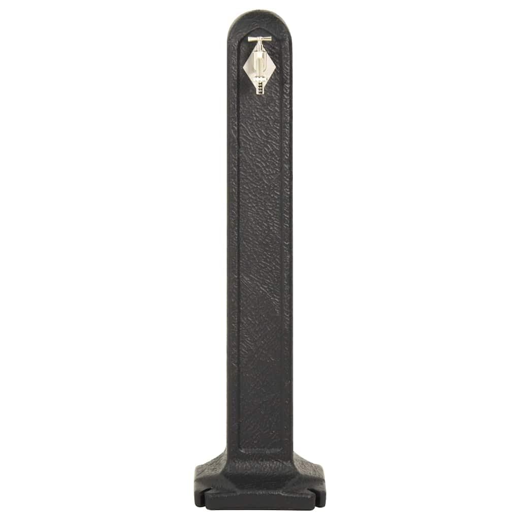 Columna de grifo de agua antracita con aspecto de piedra, HDPE, 24 x 24 cm, base de 90 cm de altura con conexión de manguera para riego de jardín y lavado de manos
