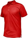 Tacvasen Mens Polo Shirts Short Sleeve Dry Fit Collared Shirt Performance Pique Polos Moisture Wicking For Tactical Athletic Golf Red Xl