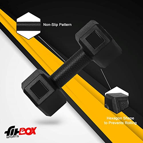 Image of FitBox Sports 6kg Exlusive Octa PVC Fixed Dumbbells (3kg x 2) Black & FitBox Sports Intruder 5 Kg Kettlebell Strength and Cardio Training Weights (Black)