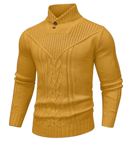 SAVKOOV Men's Shawl Collar Pullover Sweater Casual...