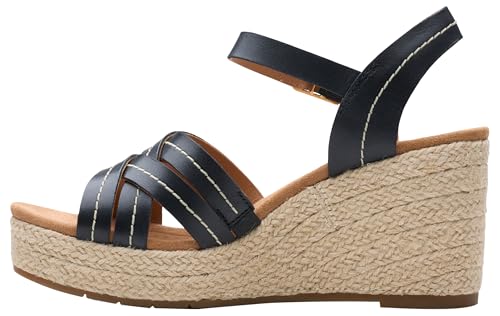 Clarks Femme Sabina Strap Sandale, Black Leather, 36 EU