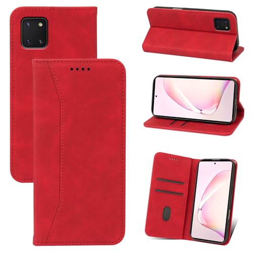 Qizyemy Kompatibel mit Handyhülle für Samsung Galaxy Note10 Lite/A81 Hülle,Magnetische Klappbar Flip Hülle Premium PU Leder 360 Grad Schutz Hülle Standfunktion Kartenfächern Schutzhülle für(Rot)