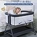 ANGELBLISS Baby Bassinet Bedside Crib with Storage Basket and Wheels, Easy Folding Bed Side Sleeper Adjustable Height Portable Crib for Newborn