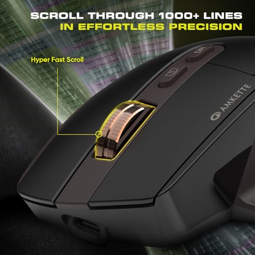 Image of Amkette XS Series Flow 2 Programmable Wireless Mouse /Bluetooth Mouse,Free-Spin Scroll, 2.4G+3xBT+Wired Mode, 8 Button, Dual Scroll, 8000 DPI, 1000Hz Polling, Web Software, Rechargeable, 2 Yrs Warranty