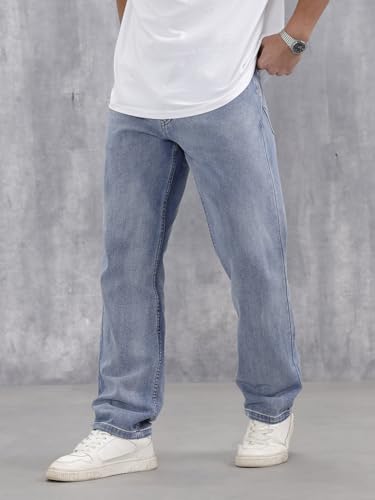 Image of WROGN Men's 100% Cotton Jeans | Solid | Anti Fit