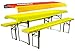 Produktbild Brandsseller Bierbankauflagen-Set WM-Edition 5 Sterne zum aufbügeln, Zwei Tischdecken 1x Deutschlandflagge und 1x Gelb-Uni 240x90 cm Bank 220x25x1,6 cm - WM-Edition/Gelb