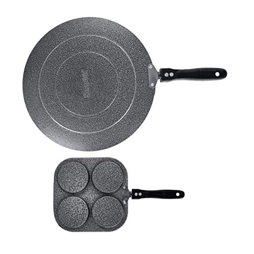 Image of Sumeet NonStick Srebrna Cookware Set (Conceve /Roti Tawa - 28Cm Dia + Mini Multi Snack Maker - 4 Cavity -19.5cm)