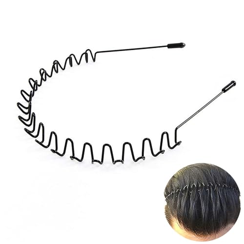 KELUBATU Metal Headbands for Men Fashion Headband for Women, Unisex Wavy Hair Bands Outdoor Sports Head Bands Simple Elastic Non-Slip Hair Accessories (6 Pack)
