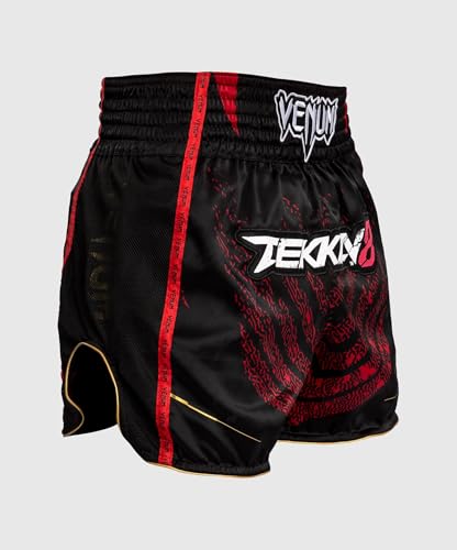 Venum Bermuda masculina Muay Thai, preto/vermelho/dourado, P